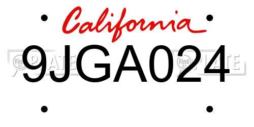 9JGA024 California License Plate
