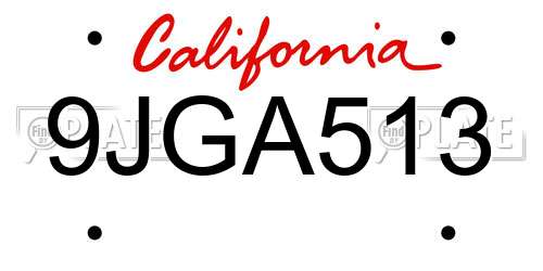 9JGA513 California License Plate