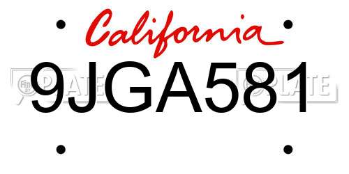 9JGA581 California License Plate