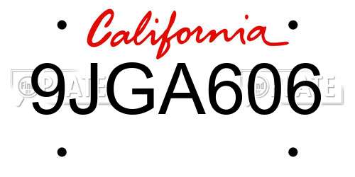 9JGA606 California License Plate