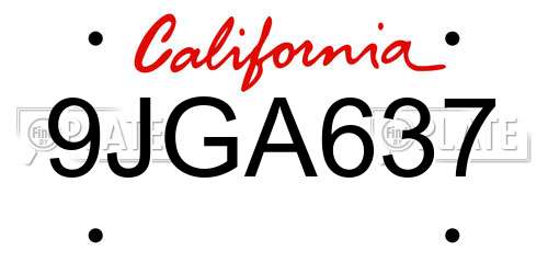 9JGA637 California License Plate