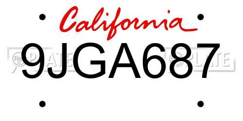 9JGA687 California License Plate