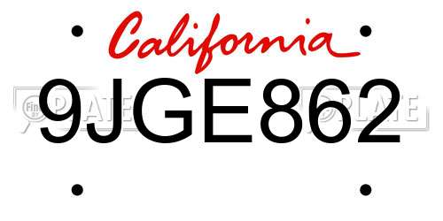 9JGE862 California License Plate