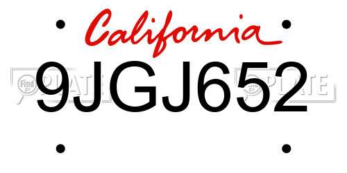9JGJ652 California License Plate