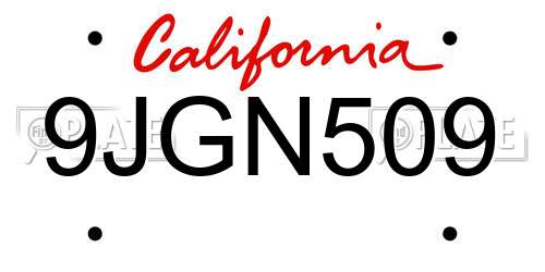 9JGN509 California License Plate