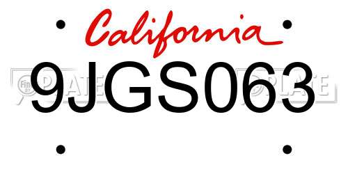 9JGS063 California License Plate