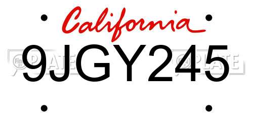 9JGY245 California License Plate