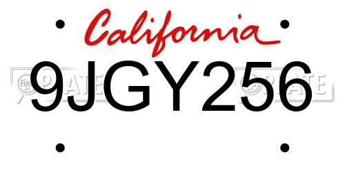 9JGY256 California License Plate