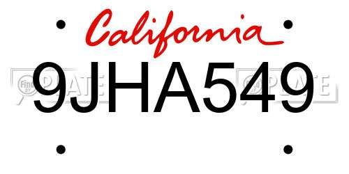 9JHA549 California License Plate
