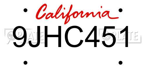 9JHC451 California License Plate