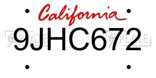 9JHC672 California License Plate