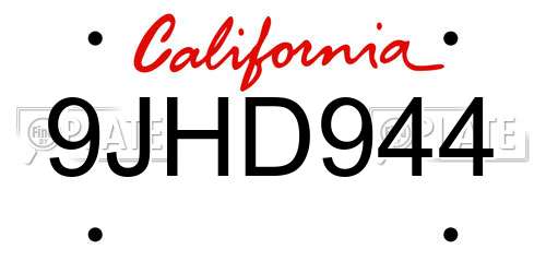 9JHD944 California License Plate
