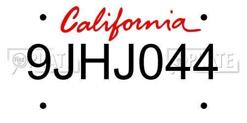 9JHJ044 California License Plate
