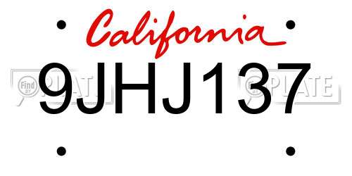 9JHJ137 California License Plate