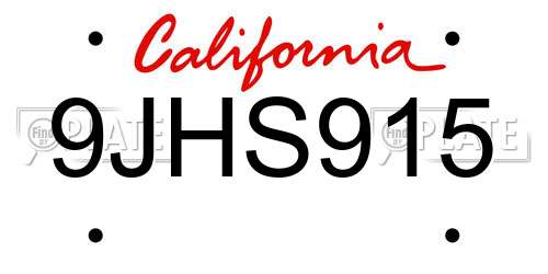 9JHS915 California License Plate