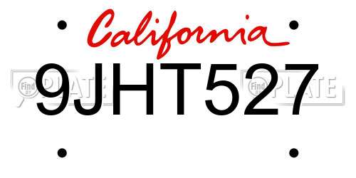 9JHT527 California License Plate
