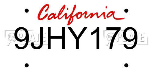 9JHY179 California License Plate