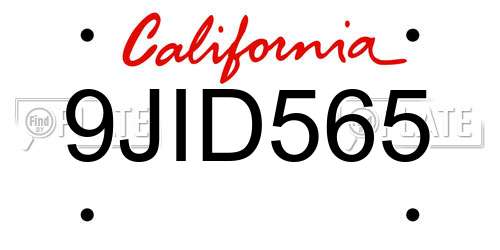 9JID565 California License Plate