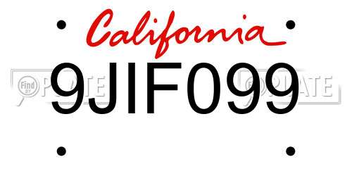 9JIF099 California License Plate