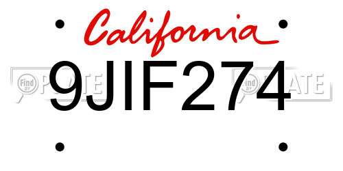 9JIF274 California License Plate