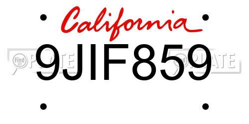 9JIF859 California License Plate