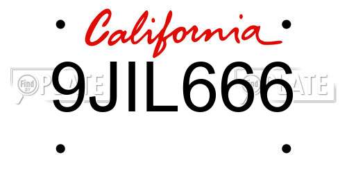 9JIL666 California License Plate