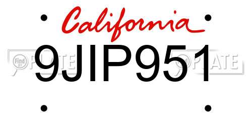9JIP951 California License Plate