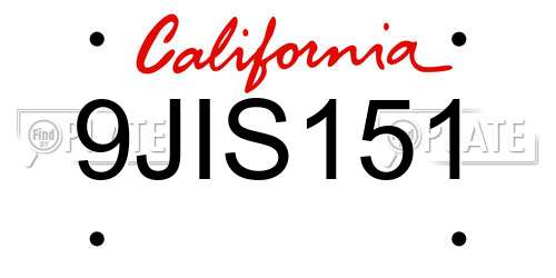 9JIS151 California License Plate