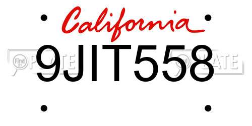 9JIT558 California License Plate