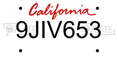 9JIV653 California License Plate