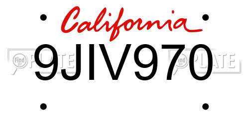 9JIV970 California License Plate