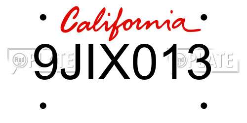 9JIX013 California License Plate