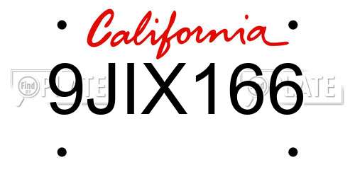 9JIX166 California License Plate