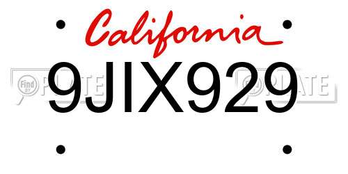 9JIX929 California License Plate