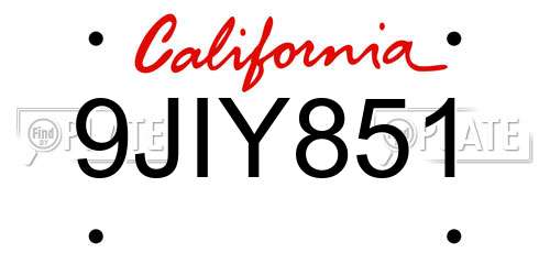 9JIY851 California License Plate