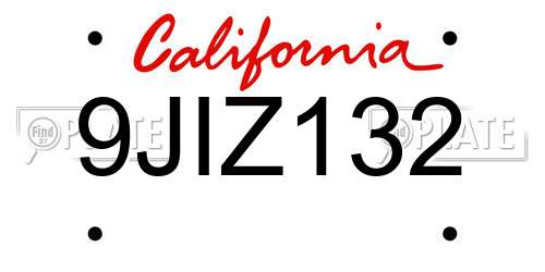 9JIZ132 California License Plate