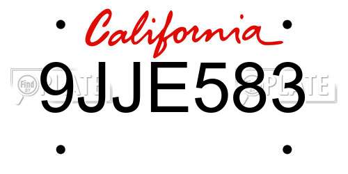 9JJE583 California License Plate