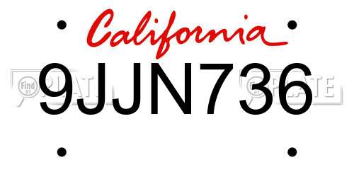 9JJN736 California License Plate