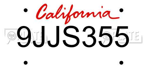 9JJS355 California License Plate