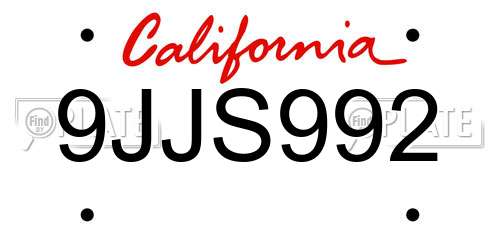 9JJS992 California License Plate