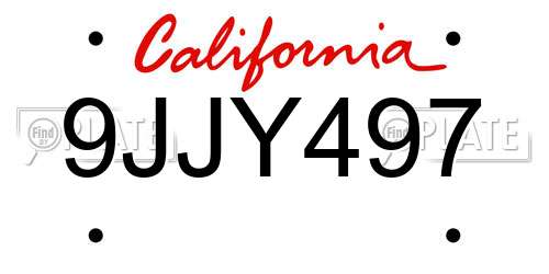 9JJY497 California License Plate