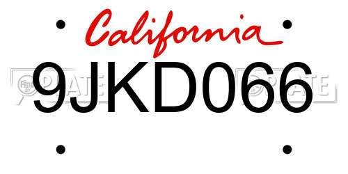 9JKD066 California License Plate