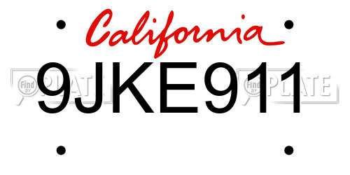 9JKE911 California License Plate