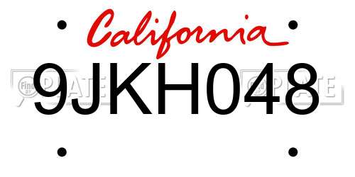 9JKH048 California License Plate