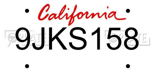 9JKS158 California License Plate