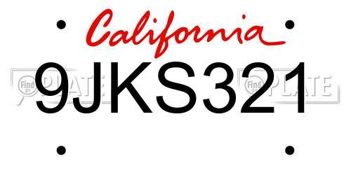 9JKS321 California License Plate