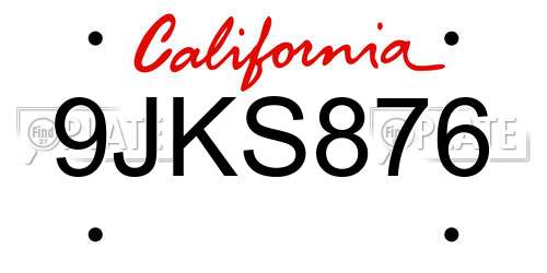 9JKS876 California License Plate