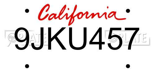 9JKU457 California License Plate