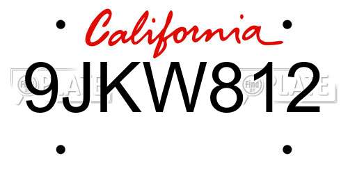 9JKW812 California License Plate