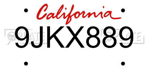 9JKX889 California License Plate